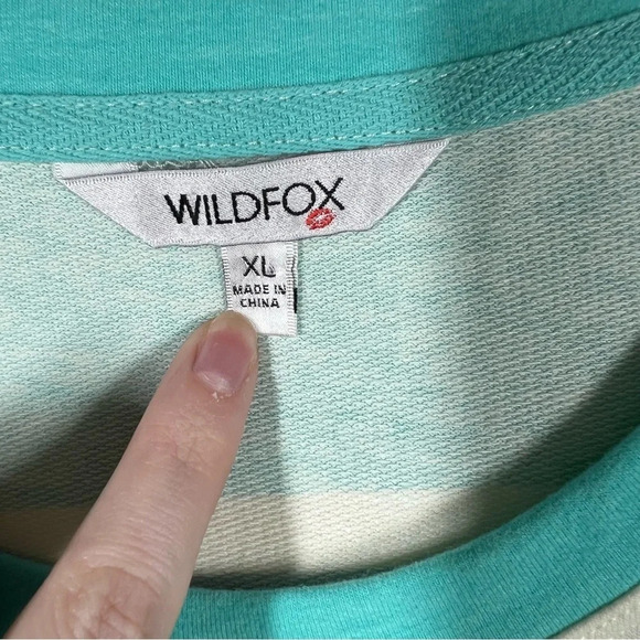 Wildfox Blue Teal Striped Long Sleeve Top - Picture 4 of 7
